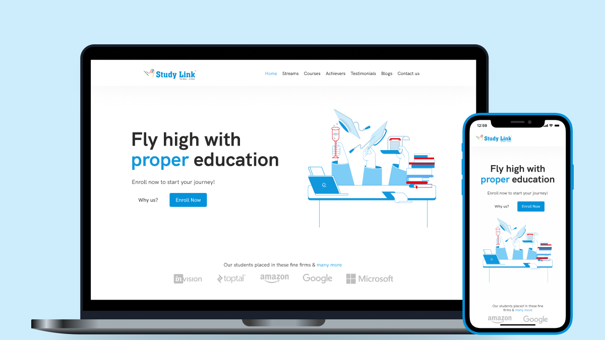 Study Link Classes website redesign